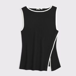 Abercrombie & Fitch NWT Asymmetrical Button Sweater Tank - Black/White Sz Small